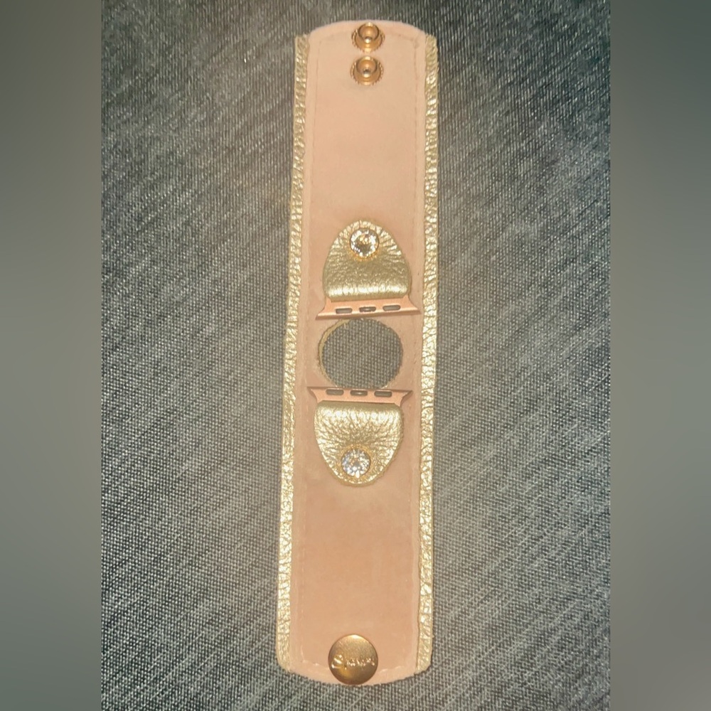Blush with champagne leather cuff Apple Watch band